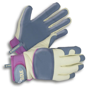 Clip Glove Leather Palm Ladies Gardening Gloves - Medium Duty