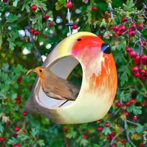 Ceramic Robin Bird Feeder | www.JustGardening.com