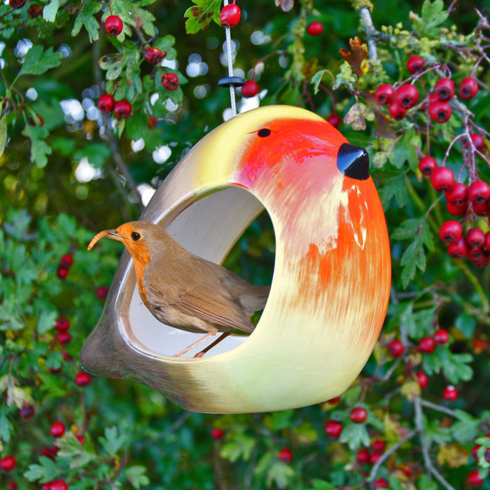 Wildlife World Ceramic Robin Bird Feeder