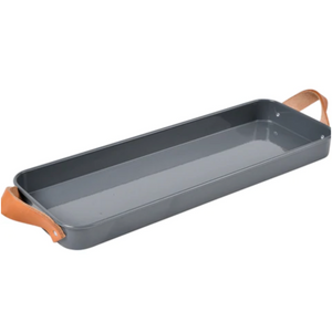 Burgon & Ball - 3 Herb Pots in a Leather Handled Tray (Charcoal) | www.justgardening.com