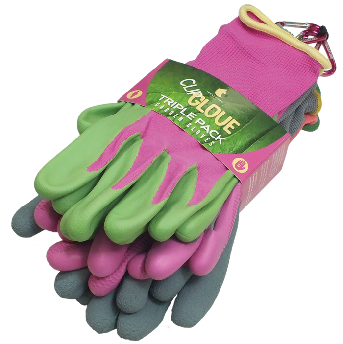 Clip Glove Triple Pack Ladies Gardening Gloves - Medium Duty