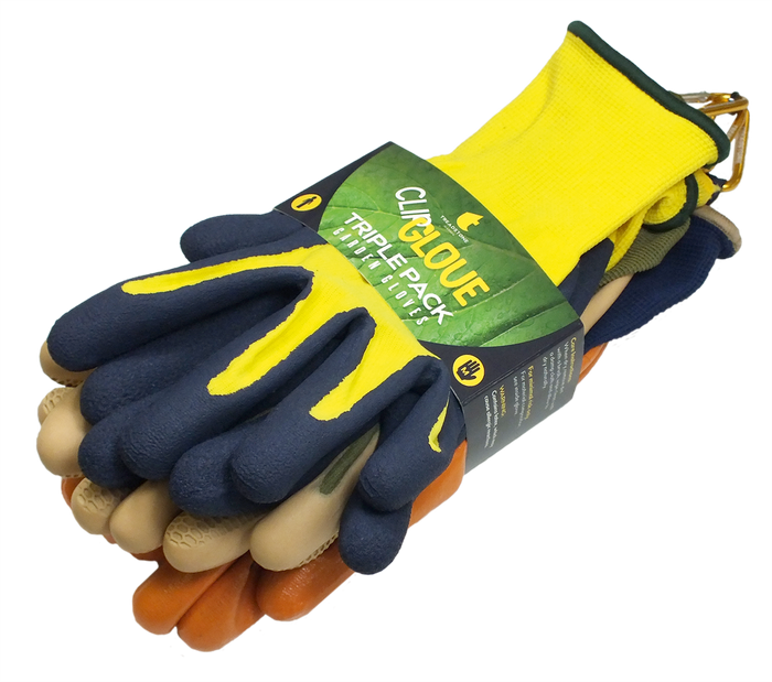 Clip Glove Triple Pack Men's Gardening Gloves - Medium Duty