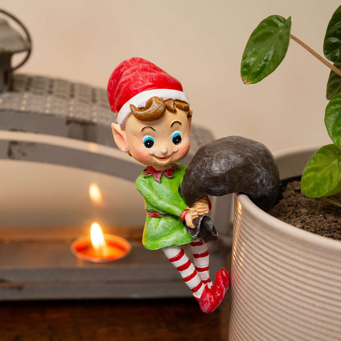 Pot Buddy 'Naughty Christmas Elf' - Plant Pot Hanger